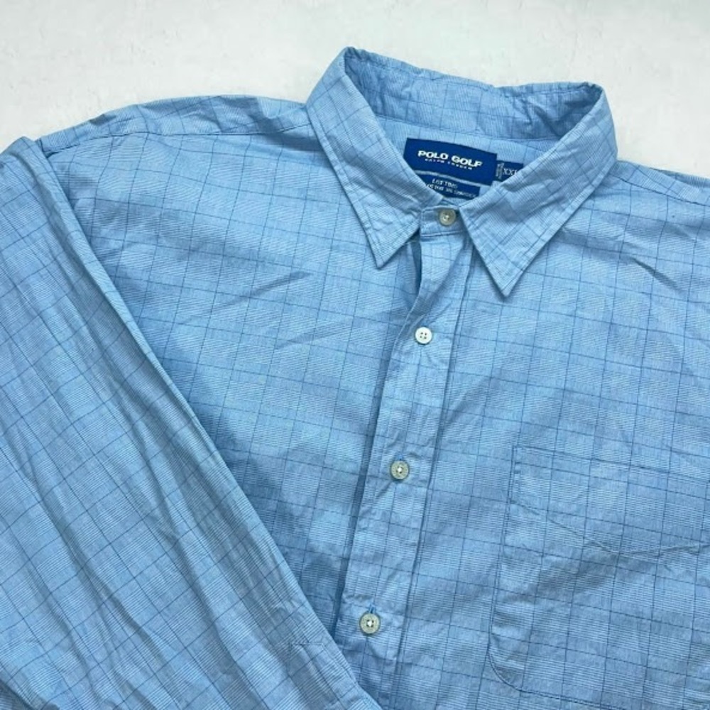 Polo Golf Ralph Lauren Button Down Shirt Mens XXL Blue Plaid  Lofting Active